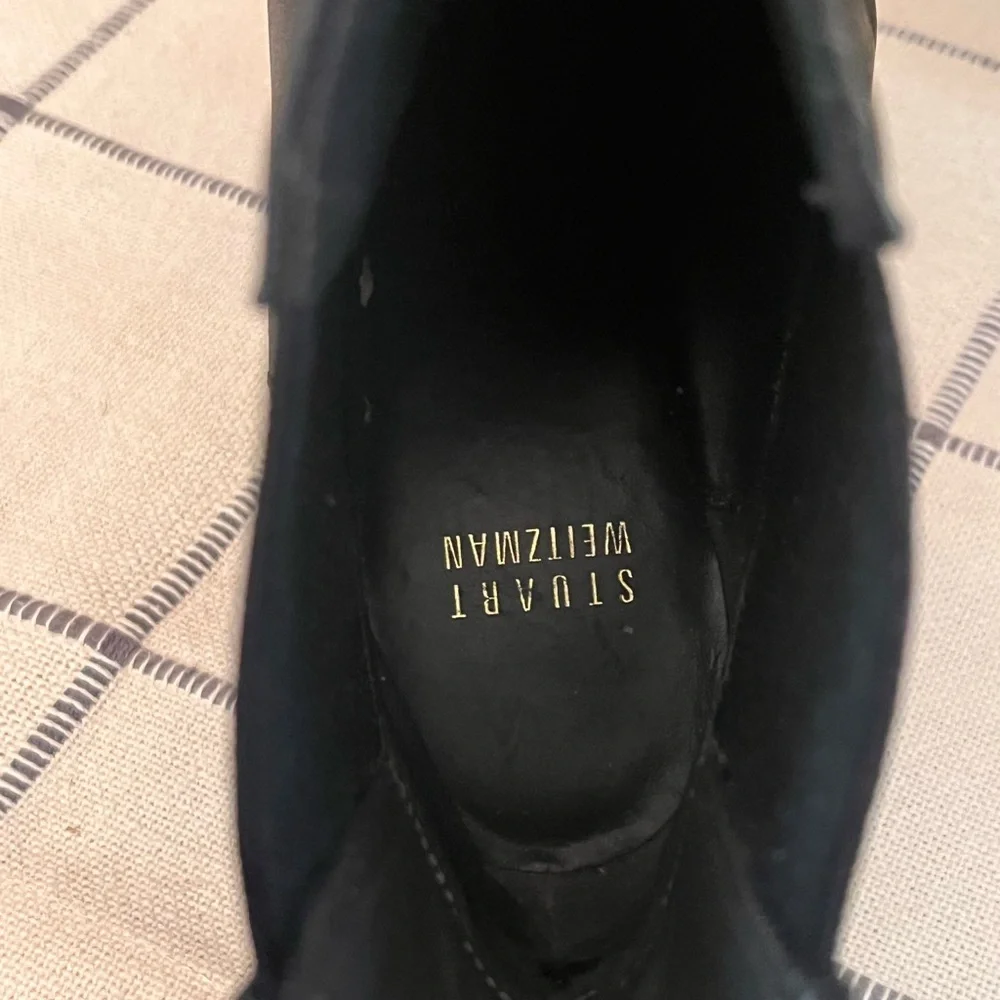 Stuart Weitzman Black Leather Ankle Wedge Boots Ladies 8.5M Winter Quality Brand
